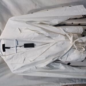 Lane Bryant OFF WHITE Stretch Linen JACKET, belted - NWT, Sz 14, pockets